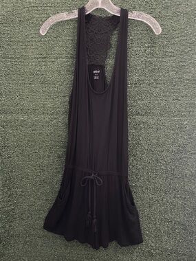 Aerie Lace Romper Black Size Small Crochet Shorts Boho Festival